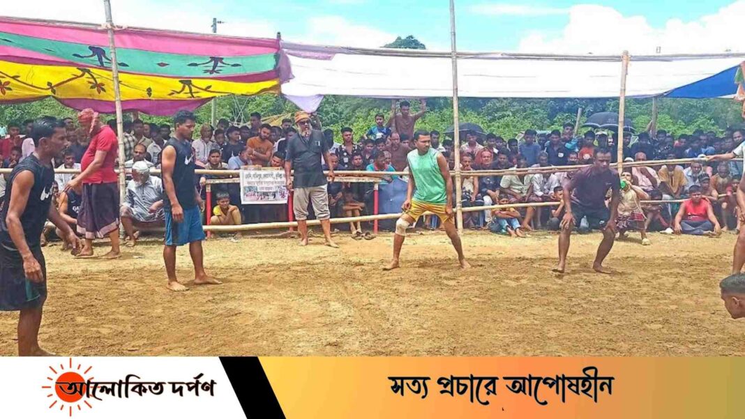 শান্তিগঞ্জের বগুলারকাড়ায় স্কুল মাঠে দিনব্যাপী অনুষ্ঠিত কাবাডি খেলা
