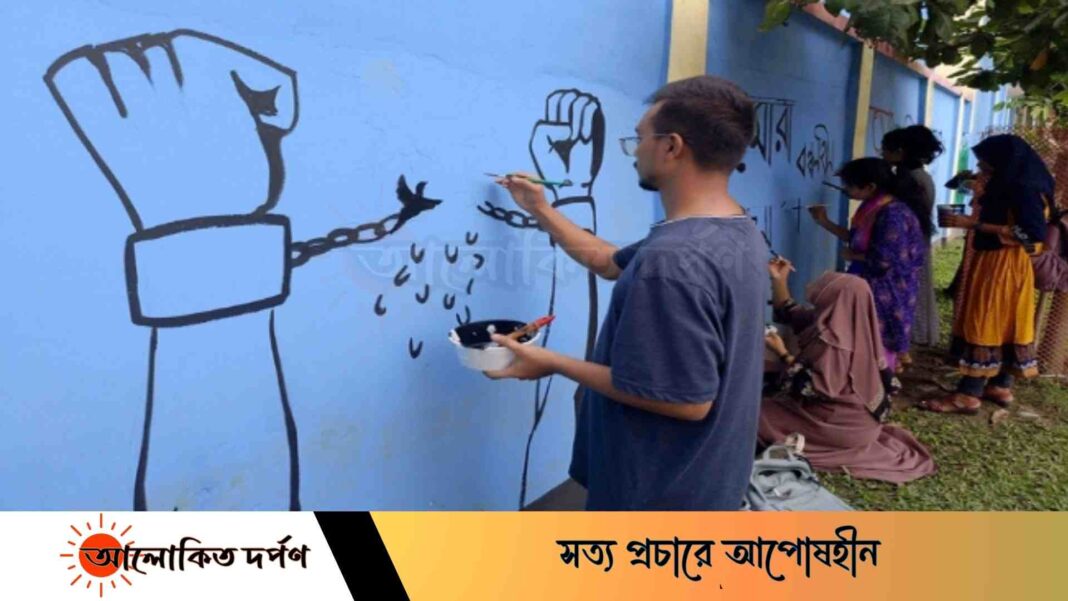 লালমনিরহাটে শিক্ষার্থীদের দেয়াল লিখন,নজর কাড়ছে সবার