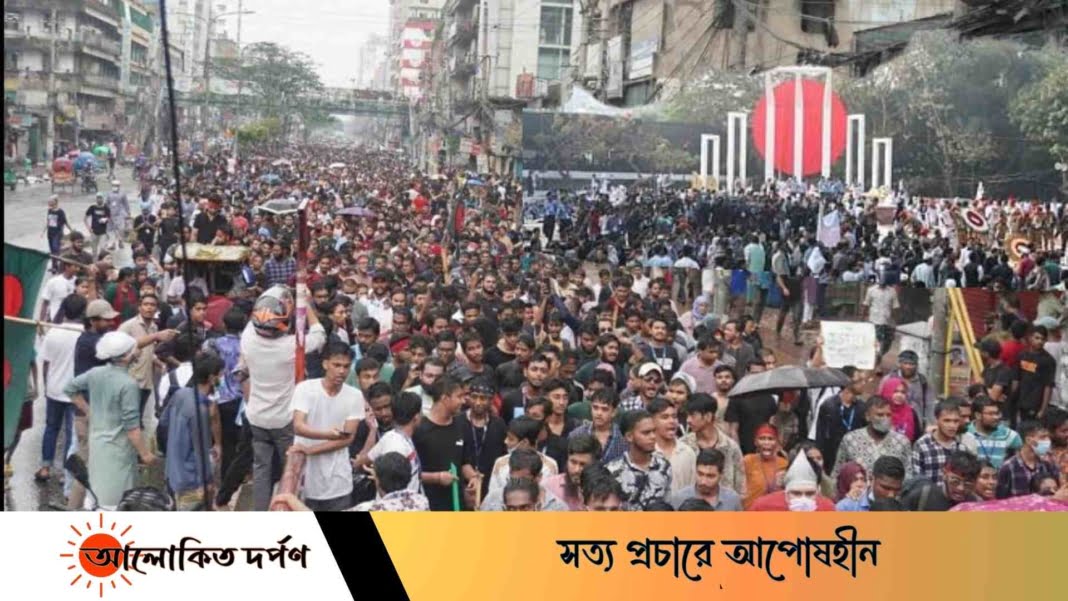 রাজধানীর বিভিন্ন স্থান থেকে হাজারো ছাত্র-জনতা শহীদ মিনারে