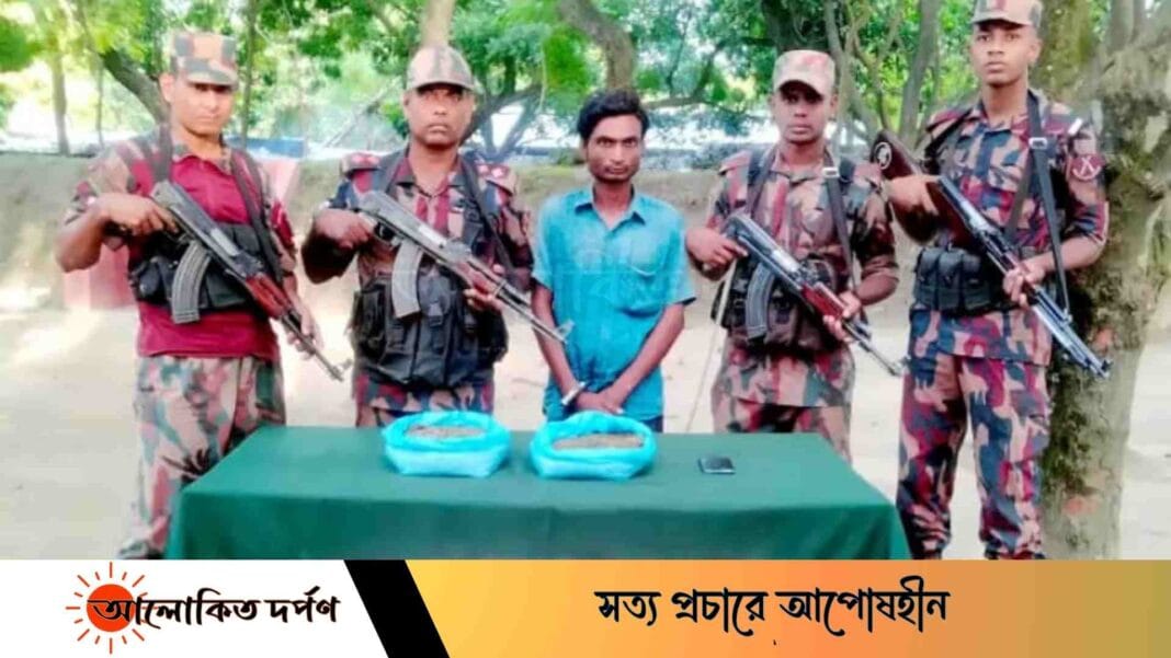 চাঁপাইনবাবগঞ্জ সীমান্তে বিজিবির অভিযানে ভারতীয় গাঁজা সহ একজন আটক