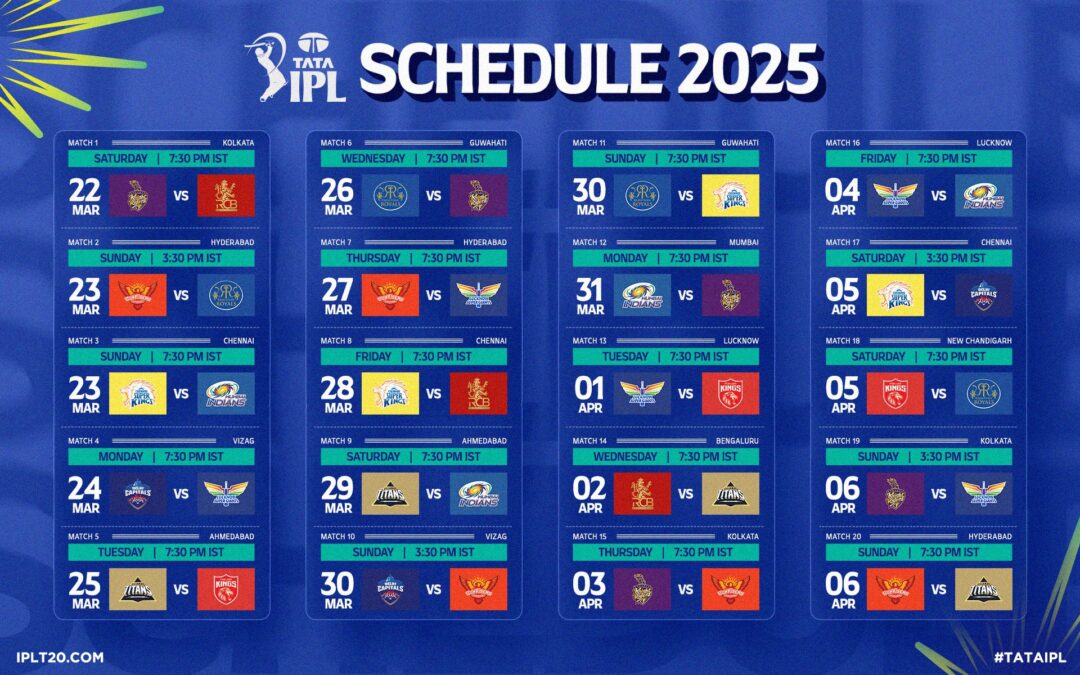 IPL Fixtures : আইপিএলের পূর্ণাঙ্গ সূচি প্রকাশ