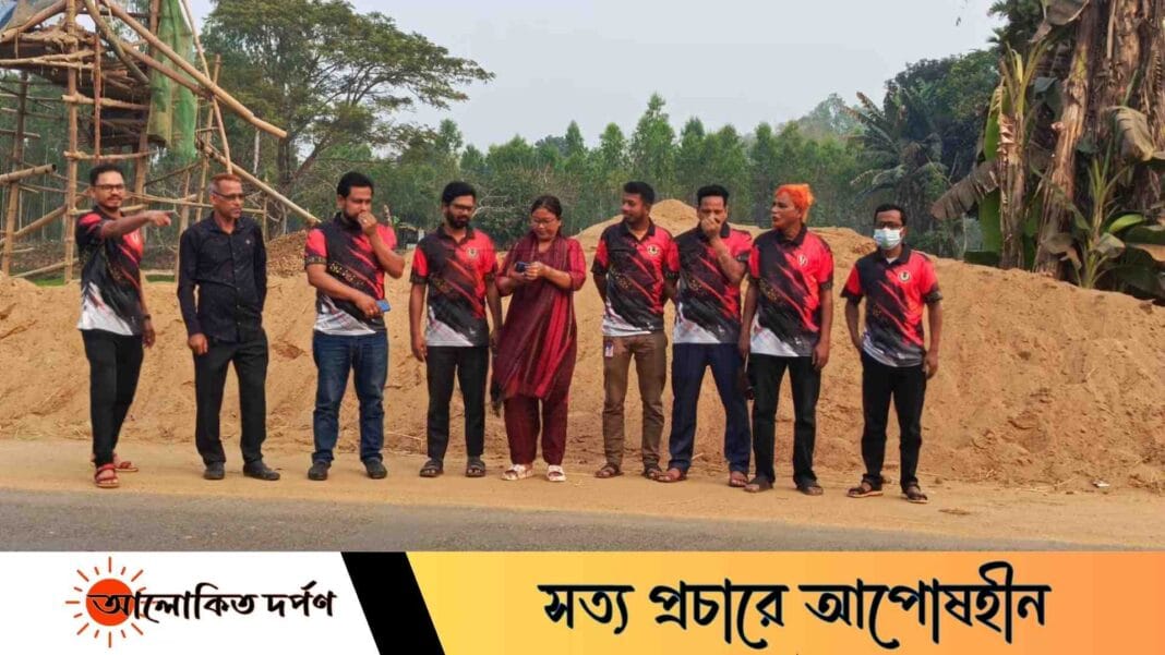 অবৈধ বালু উত্তোলনের প্রতিবাদে নালিতাবাড়ী উপজেলা প্রেসক্লাবের লং মার্চ