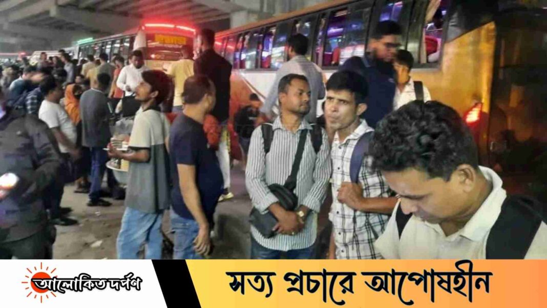 আব্দুল্লাহপুরে ঈদ যাত্রীদের চাপ, বাড়তি ভাড়ার অভিযোগ